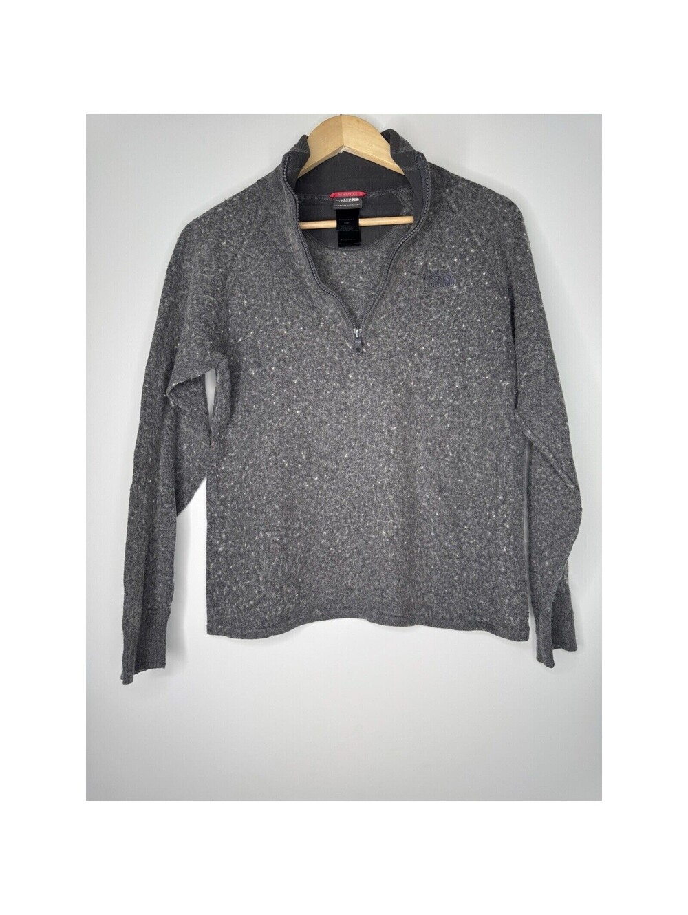 The North Face Pullover Grey Womens SMALL 1/4 Zip Merino Wool Blend Sweater Top